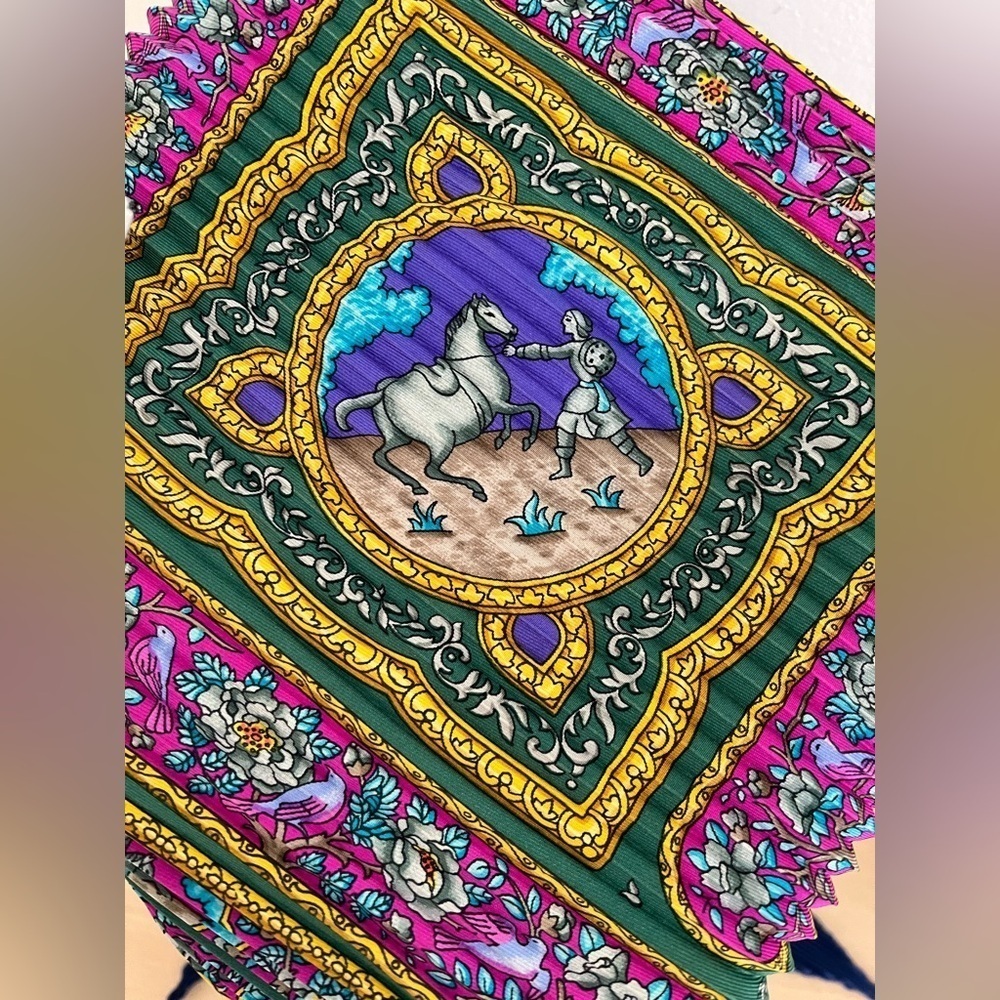 Hermes Silk Plisse Pleated Qalamdan Scarf Catherine Baschet Box EUC Circa 1990 - Picture 14 of 16
